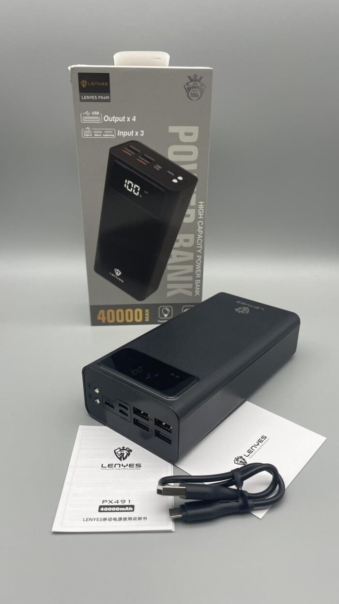 Power Bank LENYES 40 000 mAh  з LCD Дисплеєм Чорний